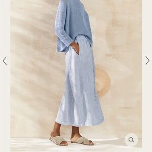 Poetry linen Delave maxi skirt - blue and white stripe - size 4